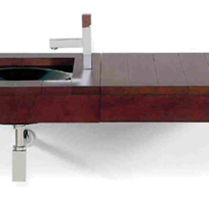 Whitehaus Antonio Miro Large Iroko Wood Wall Mount Counter Top Unit With Integral Drawer - AMMT02 Whitehaus