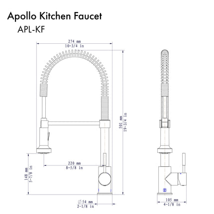 ZLINE Apollo Kitchen Faucet in Matte Black (APL-KF-MB)