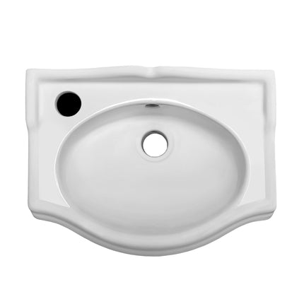 Whitehaus Isabella Collection Small Rectangular Wall Mount Basin With Integrated Oval Bowl - AR035L-C Whitehaus