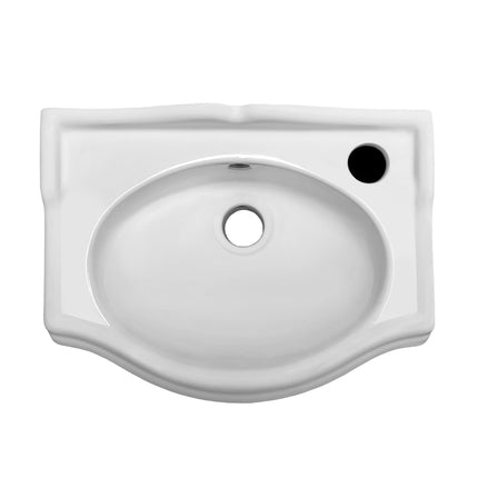 Whitehaus Isabella Collection Small Rectangular Wall Mount Basin With Integrated Oval Bowl - AR035R-C Whitehaus