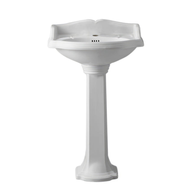 Whitehaus Isabella Collection Traditional Pedestal With An Integrated Small Oval Bowl - AR814-AR815-1H Whitehaus
