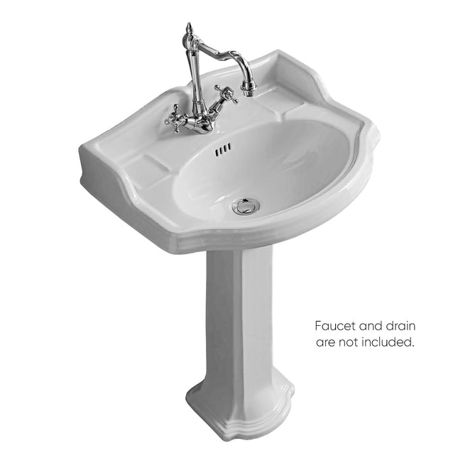Whitehaus Isabella Collection Traditional Pedestal With An Integrated Small Oval Bowl - AR814-AR815-1H Whitehaus