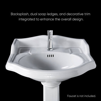 Whitehaus Isabella Collection Traditional Pedestal With An Integrated Small Oval Bowl - AR814-AR815-1H Whitehaus