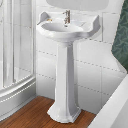 Whitehaus Isabella Collection Traditional Pedestal With An Integrated Small Oval Bowl - AR814-AR815-1H Whitehaus
