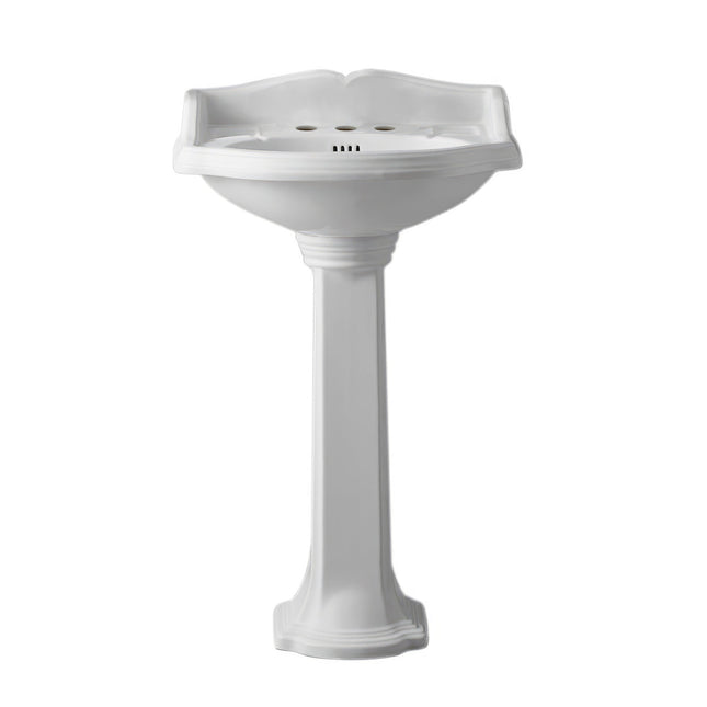 Whitehaus Isabella Collection Traditional Pedestal With An Integrated Small Oval Bowl - AR814-AR815-3H Whitehaus