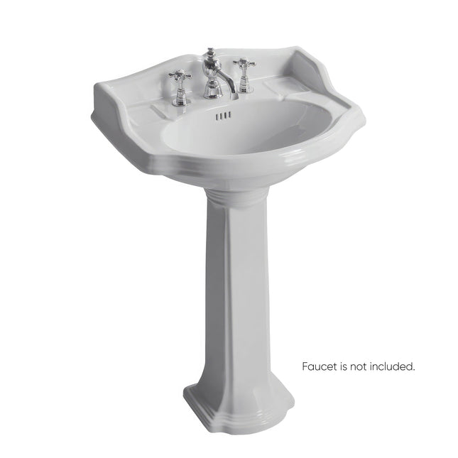 Whitehaus Isabella Collection Traditional Pedestal With An Integrated Small Oval Bowl - AR814-AR815-3H Whitehaus