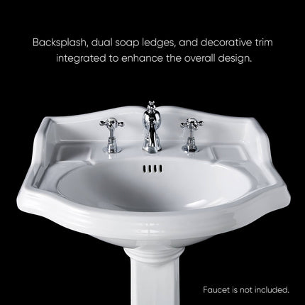Whitehaus Isabella Collection Traditional Pedestal With An Integrated Small Oval Bowl - AR814-AR815-3H Whitehaus