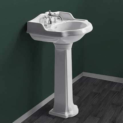 Whitehaus Isabella Collection Traditional Pedestal With An Integrated Small Oval Bowl - AR814-AR815-3H Whitehaus