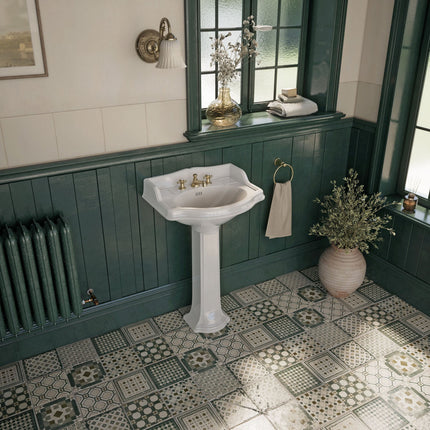 Whitehaus Isabella Collection Traditional Pedestal With An Integrated Small Oval Bowl - AR814-AR815-3H Whitehaus