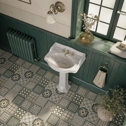 Whitehaus Isabella Collection Traditional Pedestal With An Integrated Small Oval Bowl - AR814-AR815-3H Whitehaus
