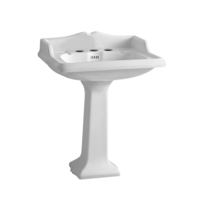 Whitehaus Isabella Collection Traditional Pedestal With An Integrated Large Rectangular Bowl - AR824-AR805-3H Whitehaus