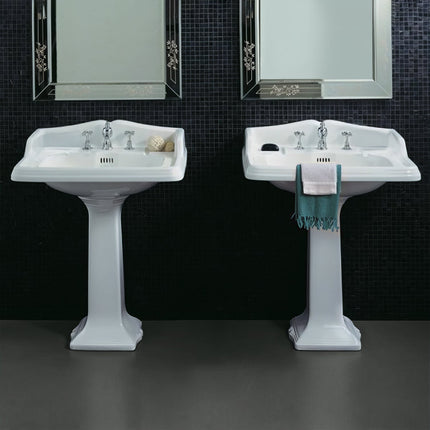 Whitehaus Isabella Collection Traditional Pedestal With An Integrated Large Rectangular Bowl - AR824-AR805-3H Whitehaus
