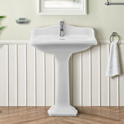 Whitehaus Isabella Collection Traditional Pedestal With An Integrated Large Rectangular Bowl - AR834-AR805-1H Whitehaus
