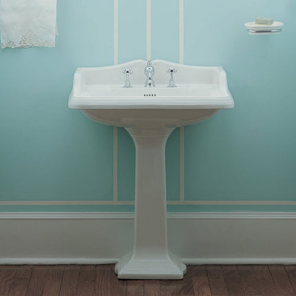 Whitehaus Isabella Collection Traditional Pedestal With An Integrated Large Rectangular Bowl - AR834-AR805-3H Whitehaus