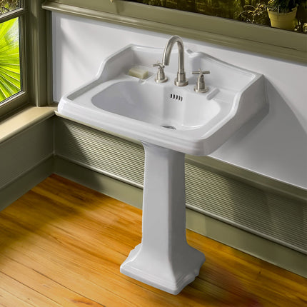Whitehaus Isabella Collection Traditional Pedestal With An Integrated Large Rectangular Bowl - AR834-AR805-3H Whitehaus