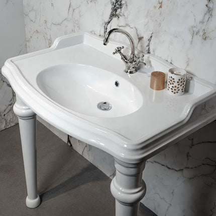 Whitehaus Isabella Collection Rectangular Console With Integrated Oval Bowl - AR864-GB001-1H Whitehaus