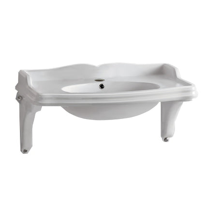 Whitehaus Isabella Collection Large Rectangular Wall Mount Basin With Integrated Oval Bowl - AR864-MNSLEN-1H Whitehaus