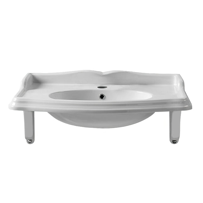 Whitehaus Isabella Collection 40" Rectangular Wall Mount Basin With Integrated Oval Bowl - AR874-MNSLEN-1H Whitehaus
