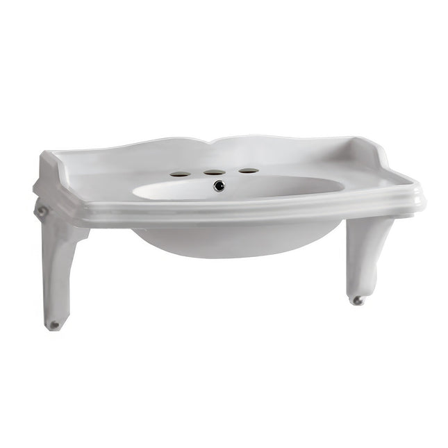 Whitehaus Isabella Collection 40" Rectangular Wall Mount Basin With Integrated Oval Bowl - AR874-MNSLEN-3H Whitehaus
