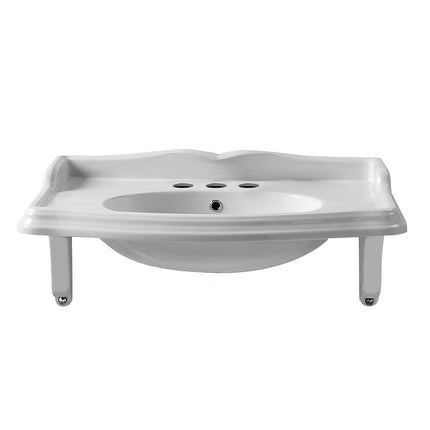 Whitehaus Isabella Collection 40" Rectangular Wall Mount Basin With Integrated Oval Bowl - AR874-MNSLEN-3H Whitehaus