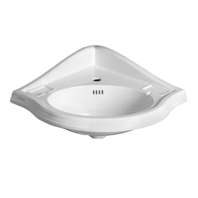 Whitehaus Isabella Collection Corner Wall Mount Basin With Single Hole Faucet Drilling - AR884-1H Whitehaus