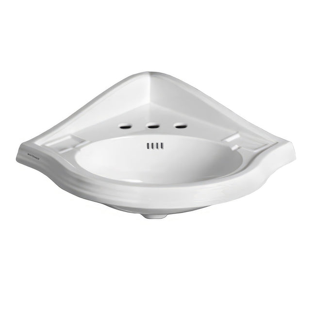 Whitehaus Isabella Collection Corner Wall Mount Basin with Widespread Hole Faucet Drilling - AR884-3H Whitehaus