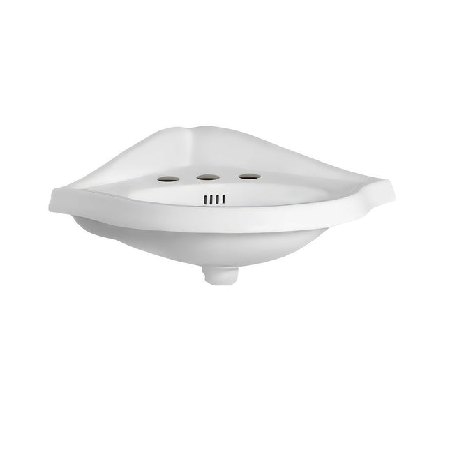 Whitehaus Isabella Collection Corner Wall Mount Basin with Widespread Hole Faucet Drilling - AR884-3H Whitehaus