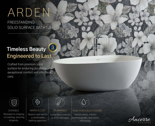 Arden 67” Freestanding Solid Surface Bathtub Ancerre Designs