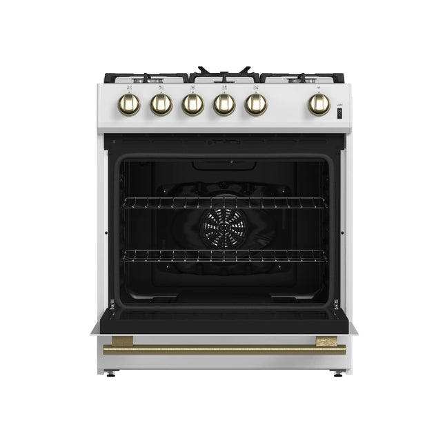 Forno Leonardo Espresso 30-Inch White Gas Range, 5 Burners, 39,500 BTU, 5 cu.ft Convection Oven FORNO