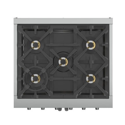 Forno Capriasca 30-Inch Freestanding French Door Gas Range, 4 Burners, Convection Oven, Energy Efficient FORNO