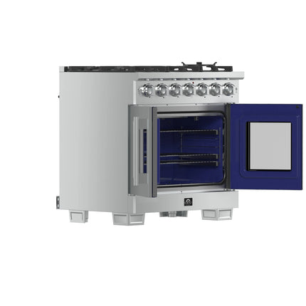 Forno Capriasca 36-Inch Freestanding French Door Gas Range, 6 Burners, Convection Oven, Energy Efficient FORNO