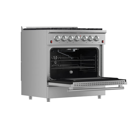 Forno Galiano 36-Inch Freestanding Gas Range, Stainless Steel, 6 Burners, Energy Efficient FORNO