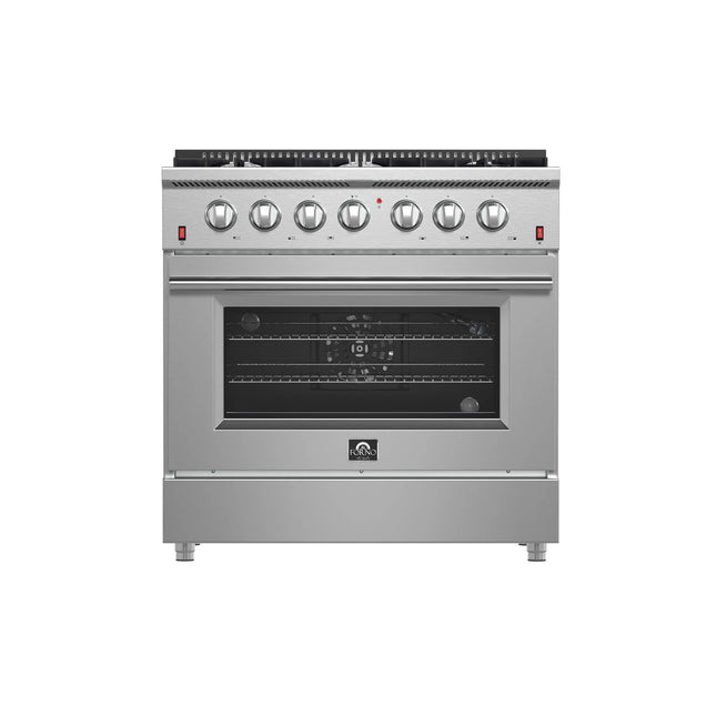 Forno Galiano 36-Inch Freestanding Gas Range, Stainless Steel, 6 Burners, Energy Efficient FORNO
