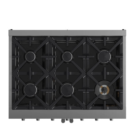 Forno Massimo 36-Inch Freestanding French Door Gas Range, 6 Burners, Convection Oven, Energy Efficient FORNO