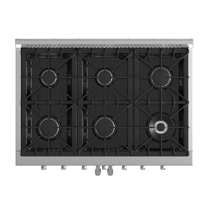 Forno Galiano 36-Inch Freestanding French Door Gas Range, 6 Burners, Convection Oven, Energy Efficient FORNO