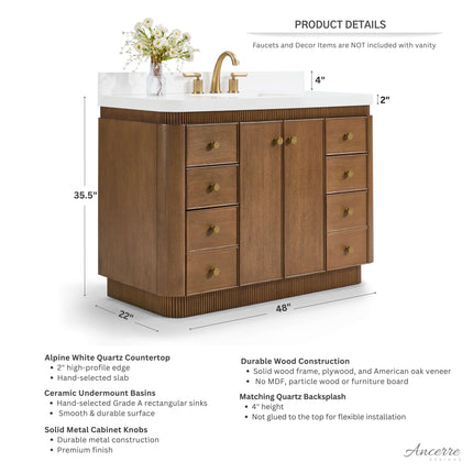 Aston 48" Bath Vanity Set Ancerre Designs
