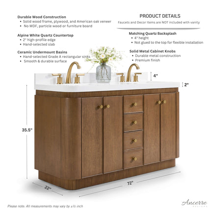 Aston 72" Bath Vanity Set Ancerre Designs