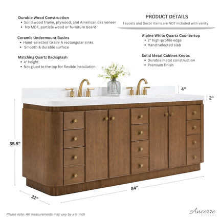 Aston 84" Bath Vanity Set Ancerre Designs