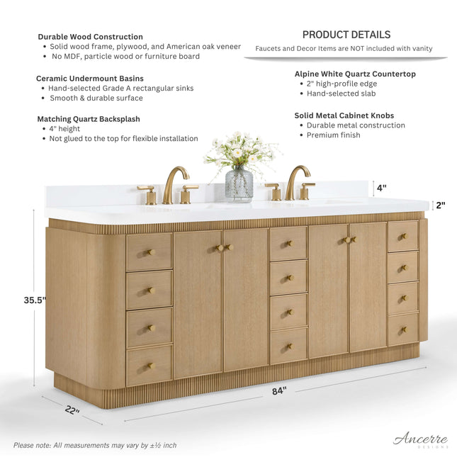 Aston 84" Bath Vanity Set Ancerre Designs