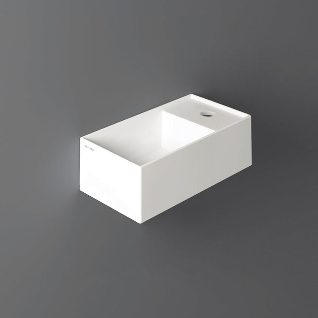 Whitehaus Britannia Rectangular Wall Mount Basin With Right Single Hole Drill - B-AG20 Whitehaus