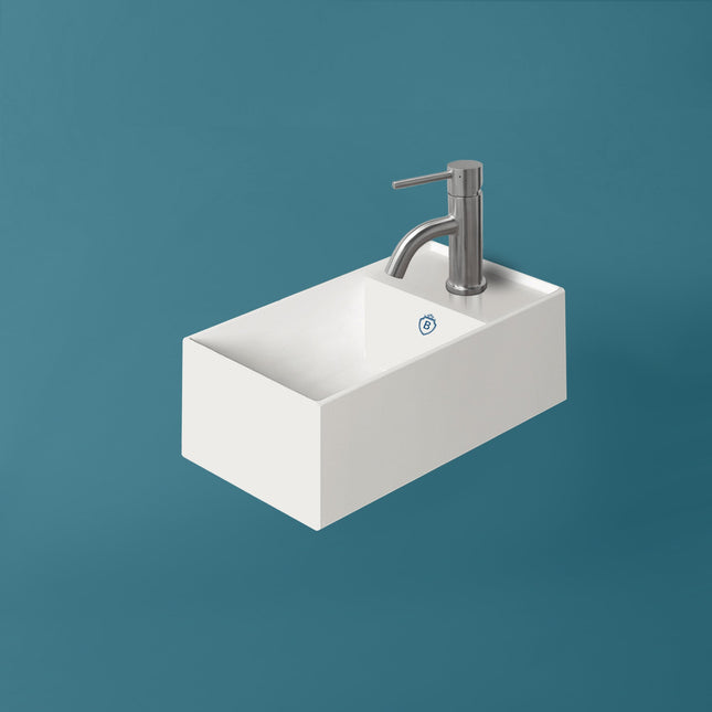 Whitehaus Britannia Rectangular Wall Mount Basin With Right Single Hole Drill - B-AG20 Whitehaus