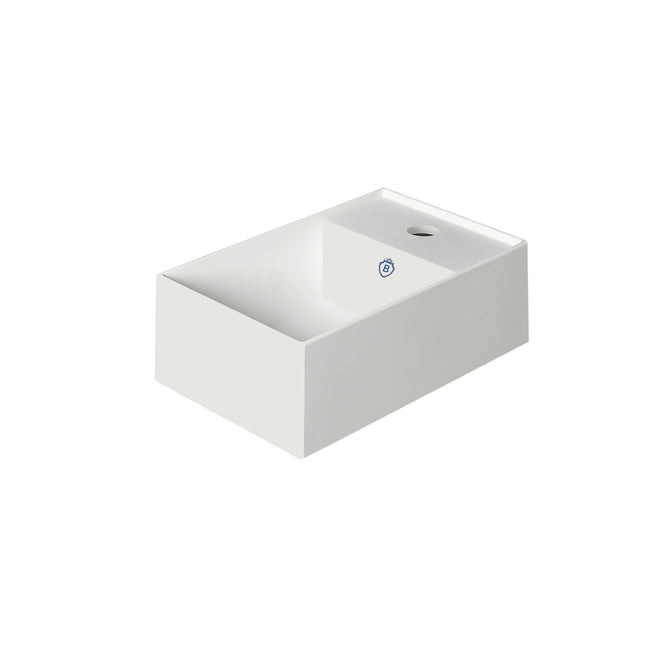 Whitehaus Britannia Rectangular Wall Mount Basin With Right Single Hole Drill - B-AG40 Whitehaus