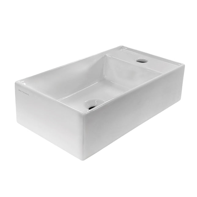 Whitehaus Britannia Rectangular Wall Mount Basin With Right Single Hole Drill - B-AG50 Whitehaus