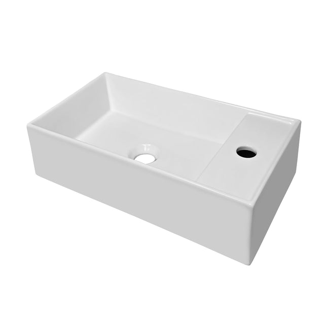 Whitehaus Britannia Rectangular Wall Mount Basin With Right Single Hole Drill - B-AG50 Whitehaus