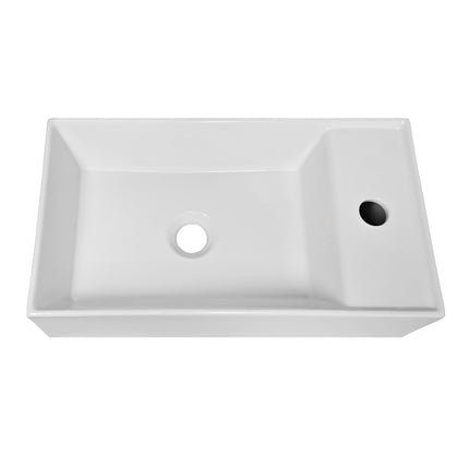 Whitehaus Britannia Rectangular Wall Mount Basin With Right Single Hole Drill - B-AG50 Whitehaus