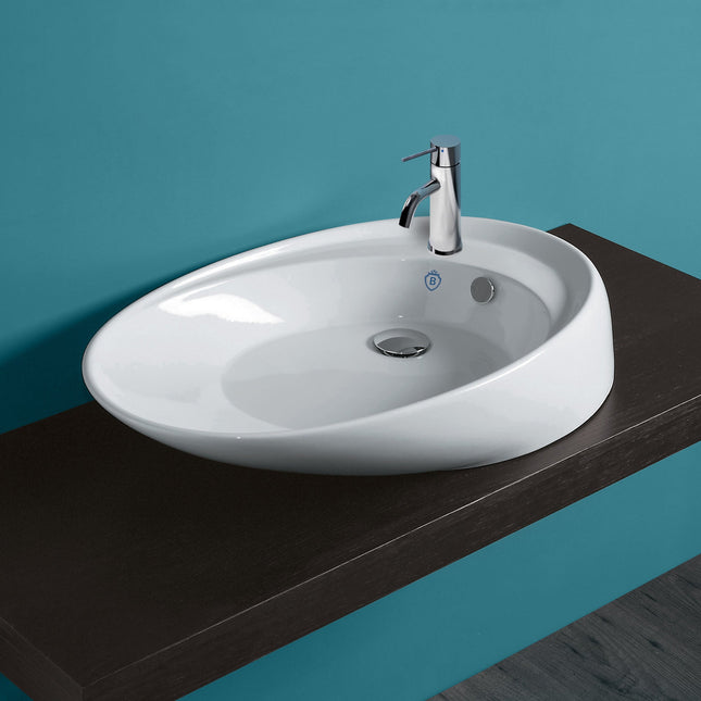Whitehaus Britannia Oval Above Mount Basin With Single Faucet Hole Drill - B-BO12 Whitehaus