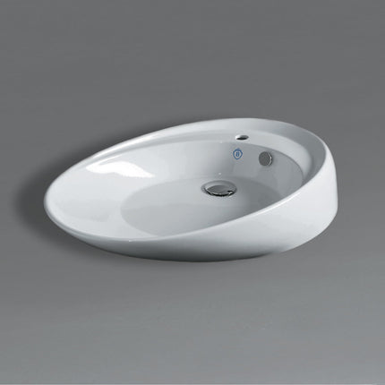 Whitehaus Britannia Oval Above Mount Basin With Single Faucet Hole Drill - B-BO12 Whitehaus