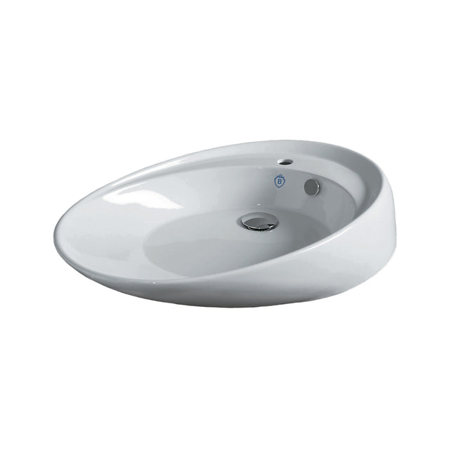 Whitehaus Britannia Oval Above Mount Basin With Single Faucet Hole Drill - B-BO12 Whitehaus