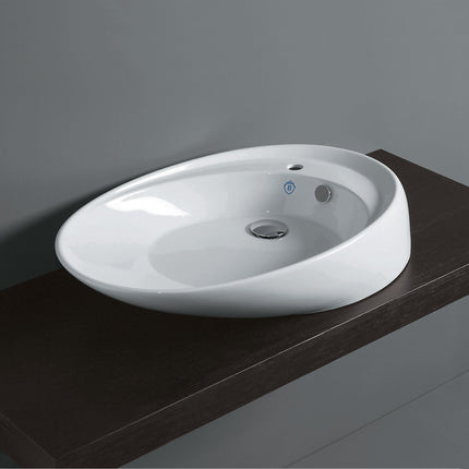 Whitehaus Britannia Oval Above Mount Basin With Single Faucet Hole Drill - B-BO12 Whitehaus