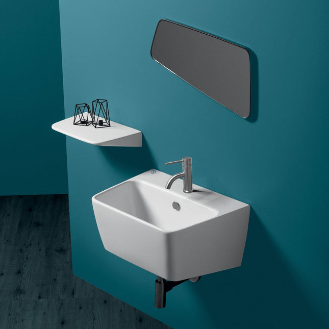 Whitehaus Britannia Rectangular Wall Mount Basin With Single Hole Drill - B-DE13 White Haus